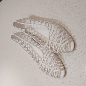 American Apparel White Lattice Jelly Shoes